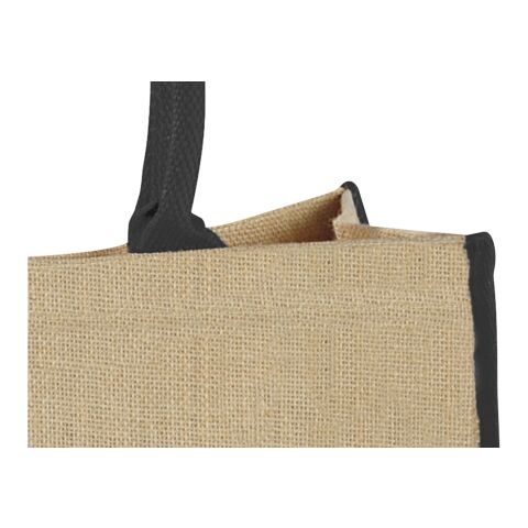 The Large Jute Tragetasche Priority | natur-schwarz | 1-farbiger Siebdruck | Rückseite | 280 mm x 220 mm