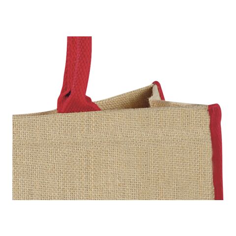 The Large Jute Tragetasche Priority | natur-rot | 1-farbiger Siebdruck | Rückseite | 280 mm x 220 mm