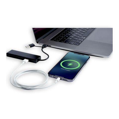 Rise USB 2.0 Hub aus recyceltem RCS Aluminium Standard | schwarz | Not applicable | ohne Werbeanbringung | Nicht verfügbar | Nicht verfügbar