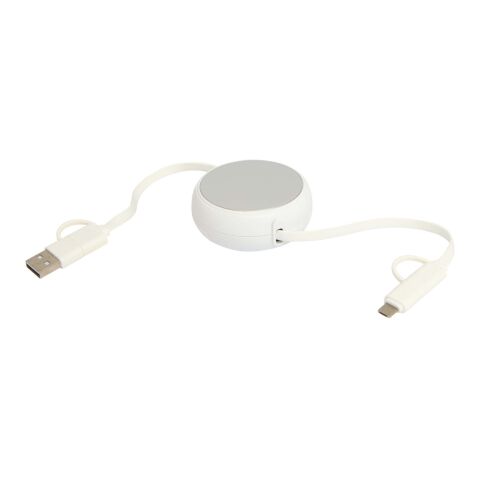 Alasia 100 cm 5-in-1 Kabel aus recyceltem Kunststoff und Aluminium, einziehbar, für Datenübertragung und mit 45W Schnellladung Standard | Silber | ohne Werbeanbringung | Nicht verfügbar | Nicht verfügbar