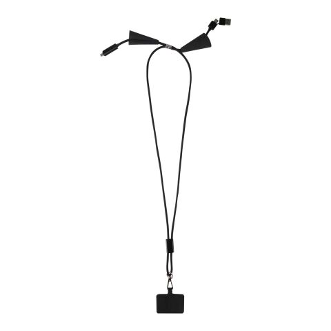 Funi 5 in 1 Lanyard Kabel aus recyceltem Kunststoff für Smartphones mit integrierter Datensynchronisierung und 100 W Schnellladefunktion Standard | schwarz | ohne Werbeanbringung | Nicht verfügbar | Nicht verfügbar