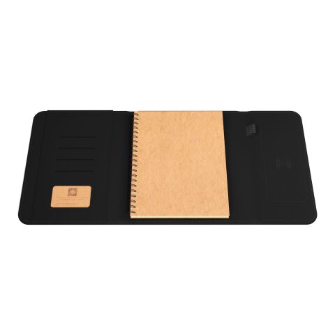 SCX.design O18 A5 Notizbuch mit kabelloser 5W Powerbank mit 4000 mAh und Leuchtlogo schwarz | ohne Werbeanbringung | Nicht verfügbar | Nicht verfügbar