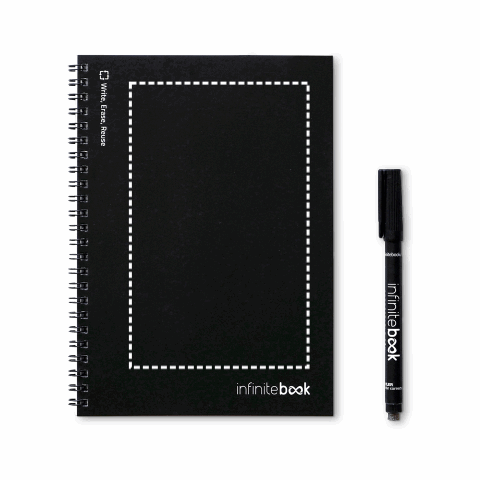 INFINITEBOOK LINED A5. "Infinitebook" mit flexiblem Einband und 15 linierten Whiteboard-Seiten schwarz | ohne Werbeanbringung | Nicht verfügbar | Nicht verfügbar | Nicht verfügbar