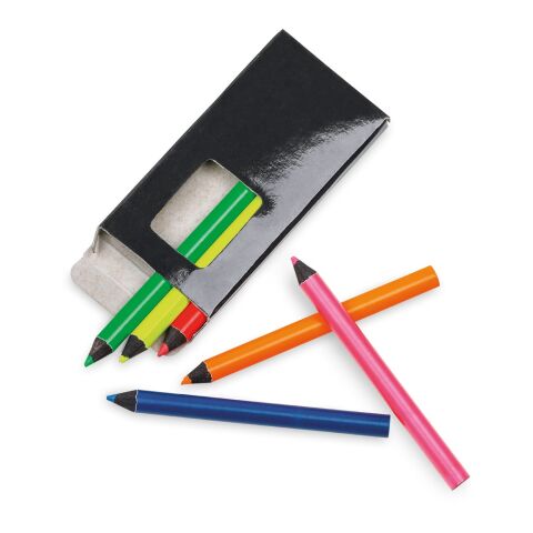 MEMLING. Bleistiftbox mit 6 Buntstiften schwarz | ohne Werbeanbringung | Nicht verfügbar | Nicht verfügbar | Nicht verfügbar
