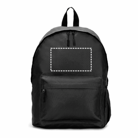 ROSARIO. Klassischer Rucksack mit zeitlosem Design aus recyceltem 600D Polyester schwarz | ohne Werbeanbringung | Nicht verfügbar | Nicht verfügbar | Nicht verfügbar