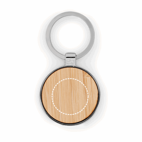 GASTON ROUND. Schlüsselanhänger aus Eisen in runder Form aus Zink und Bambu Natur | ohne Werbeanbringung | Nicht verfügbar | Nicht verfügbar