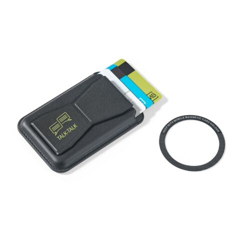 CONNOR. Magnetischer Kartenhalter aus PU-Leder, lässt sich einfach an der Rückseite Ihres Mobiltelefons befestigen und verfügt über RFID-Blockierung schwarz