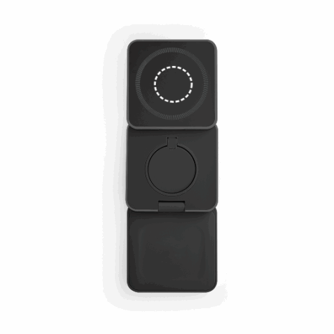 BROGLIE. Superschnelles 15W 4-in-1 magnetisches kabelloses Ladegerät aus Recyceltes ABS (100% rABS) schwarz | ohne Werbeanbringung | Nicht verfügbar | Nicht verfügbar