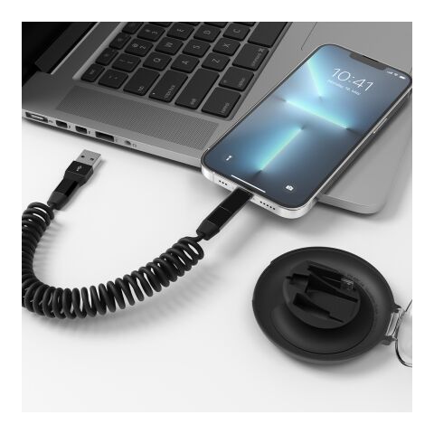 Allroundo® 6-in-1 Eco Schnellladekabel. Aus rABS. In Organizer enthalten Schwarz | ohne Werbeanbringung | Nicht verfügbar | Nicht verfügbar | Nicht verfügbar