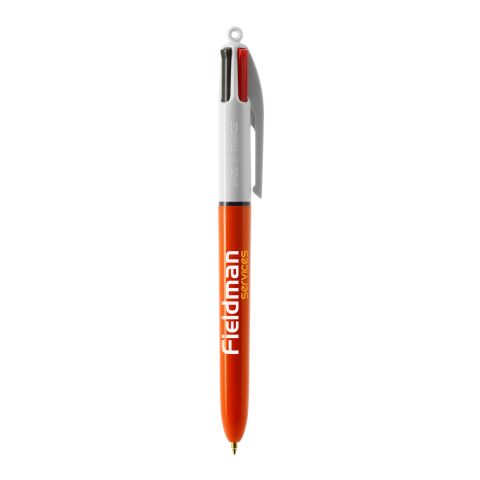 BIC® 4 Colours Fine Kugelschreiber Weiß-orange | 1-farbiger Siebdruck | Upper Part-Gegenüber vom Clip | 22.00 mm x 10.00 mm