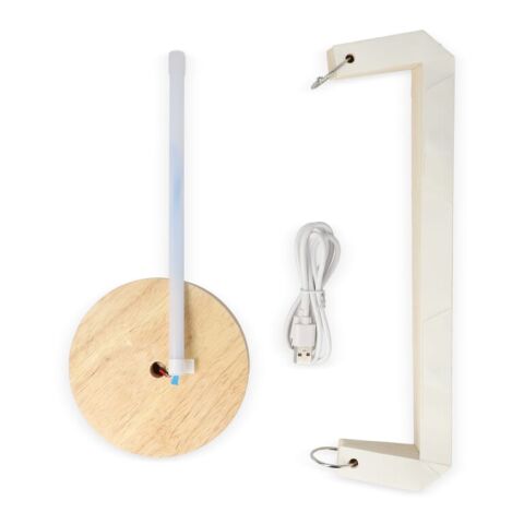 Coollux faltbare Papier-LED-Lampe Aurora Tall auf Holzsockel, 32cm Natur
