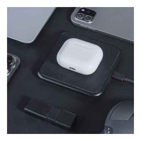 2259 | Xoopar Iné Wireless Fast Charger - Recycled Leather 15W Schwarz