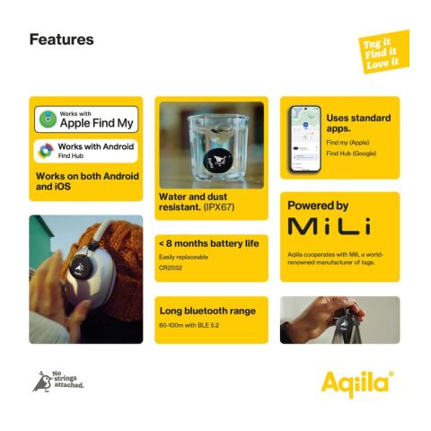 Aqiila Tagbird – Fahrradklingel mit wasserdichter Smartfinder schwarz