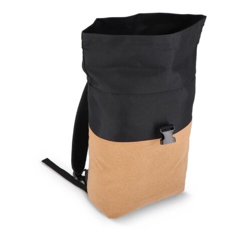 Rolltop-Rucksack Kork &amp; R-PET 18L Schwarz | ohne Werbeanbringung | Nicht verfügbar | Nicht verfügbar | Nicht verfügbar
