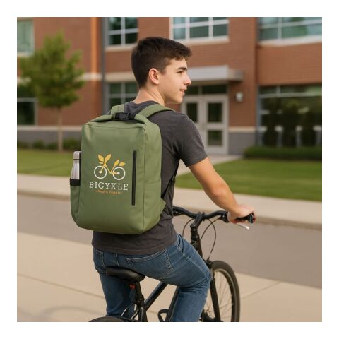 R-PET 600D Rolltop-Rucksack 20L Olivgrün | ohne Werbeanbringung | Nicht verfügbar | Nicht verfügbar