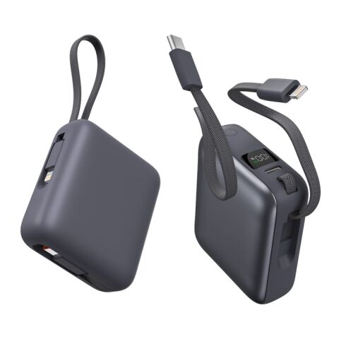 Nova Powerbank 22,5 W Power Delivery mit integrierten Kabeln 10.000 mAh Dunkelgrau | ohne Werbeanbringung | Nicht verfügbar | Nicht verfügbar