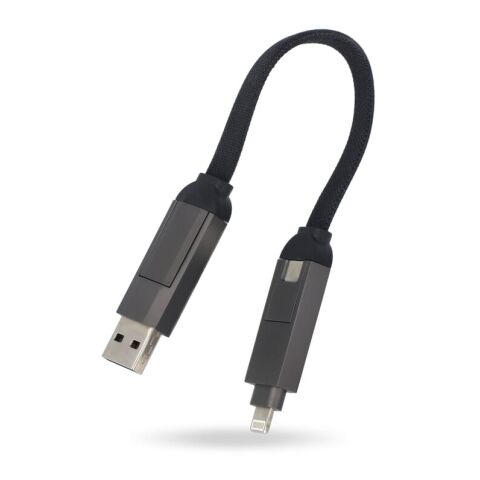 Multifunktionales 4-in-1 Kabel OTG Schlüsselanhänger Größe 60W Schwarz | ohne Werbeanbringung | Nicht verfügbar | Nicht verfügbar