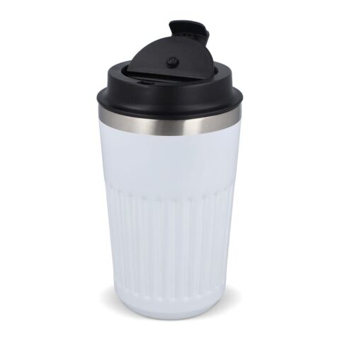 Recycelter Edelstahl-Thermobecher für Kaffee zum Mitnehmen, 400 ml Weiss | ohne Werbeanbringung | Nicht verfügbar | Nicht verfügbar