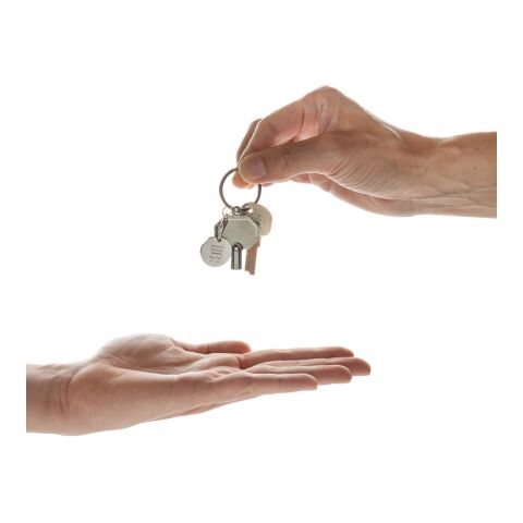 RCS Heizkörpschlüssel &amp; Einkaufswagens-Chip am Schlüsselring silber | ohne Werbeanbringung | Nicht verfügbar | Nicht verfügbar