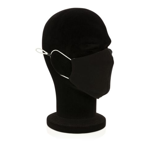 Wiederverwendbare 2-lagige Baumwoll-Gesichtsmaske schwarz | ohne Werbeanbringung | Nicht verfügbar | Nicht verfügbar