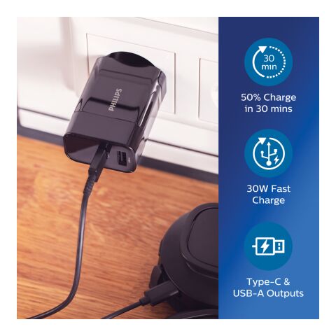 Philips Ultra Fast PD Wall-Charger schwarz | ohne Werbeanbringung | Nicht verfügbar | Nicht verfügbar