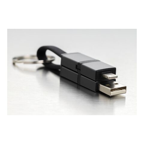 Terra 4-in-1 Schnellladekabel für den Schlüsselbund aus rAlu grau | ohne Werbeanbringung | Nicht verfügbar | Nicht verfügbar