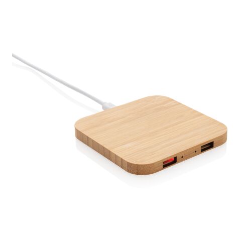 5W-Wireless-Charger aus Bambus mit USB braun | ohne Werbeanbringung | Nicht verfügbar | Nicht verfügbar