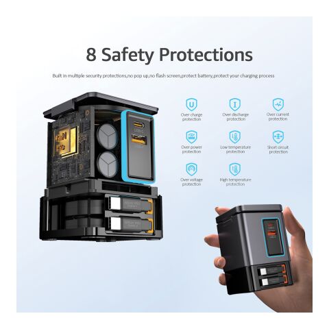 Urban Vitamin Sacramento 105W GaN Charger mit einz. Kabeln grau-schwarz | ohne Werbeanbringung | Nicht verfügbar | Nicht verfügbar