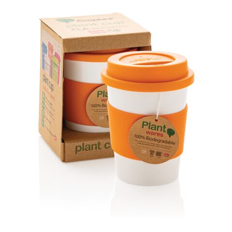 ECO PLA Kaffeebecher orange-weiß | ohne Werbeanbringung | Nicht verfügbar | Nicht verfügbar