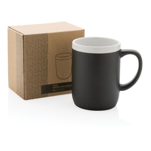 Keramiktasse mit weißem Rand, 300ml schwarz-weiß