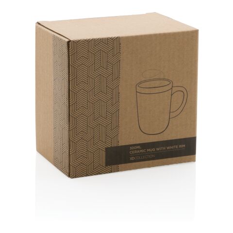 Keramiktasse mit weißem Rand, 300ml grün-weiß | ohne Werbeanbringung | Nicht verfügbar | Nicht verfügbar