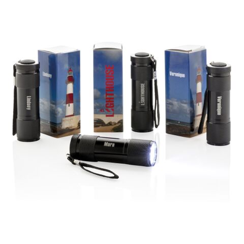 Quattro Aluminiumtaschenlampe schwarz | ohne Werbeanbringung | Nicht verfügbar | Nicht verfügbar | Nicht verfügbar