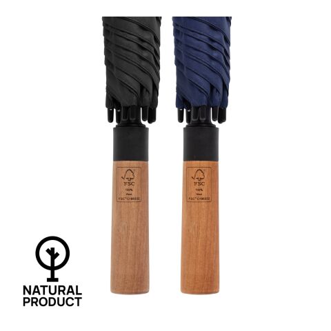 Tony Aware™ RPET 30" Schirm mit auto. Öffnung &amp; Akaziengriff navy blau | ohne Werbeanbringung | Nicht verfügbar | Nicht verfügbar
