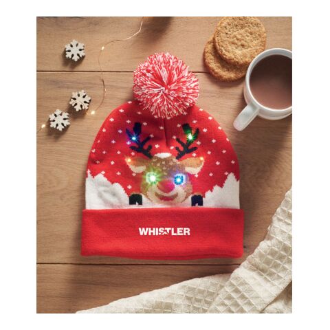 Weihnachtliche Strickmütze LED rot | ohne Werbeanbringung | Nicht verfügbar | Nicht verfügbar | Nicht verfügbar
