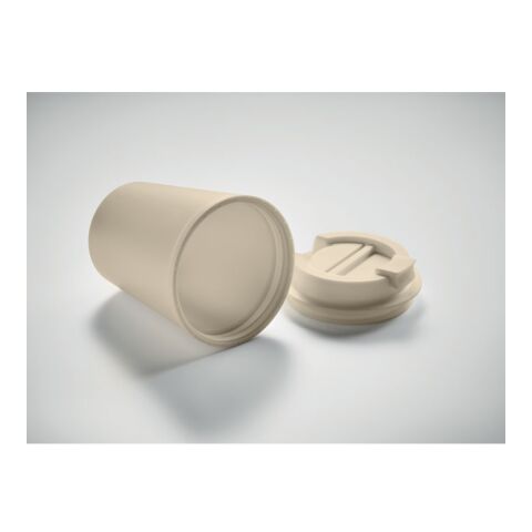 Becher recyceltes PP 300 ml mit Trinkdeckel beige | ohne Werbeanbringung | Nicht verfügbar | Nicht verfügbar