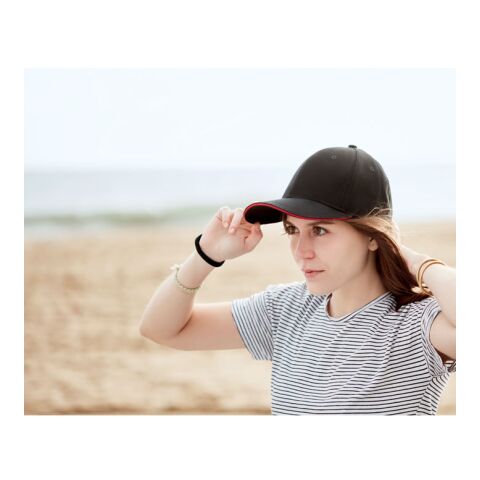 Baseball Kappe 6 Panels Tekapo schwarz/rot | ohne Werbeanbringung | Nicht verfügbar | Nicht verfügbar | Nicht verfügbar