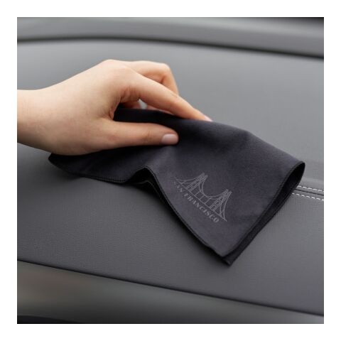 Microfaser-Prägetuch im Papieretui, All-Inclusive-Paket schwarz | ohne Werbeanbringung