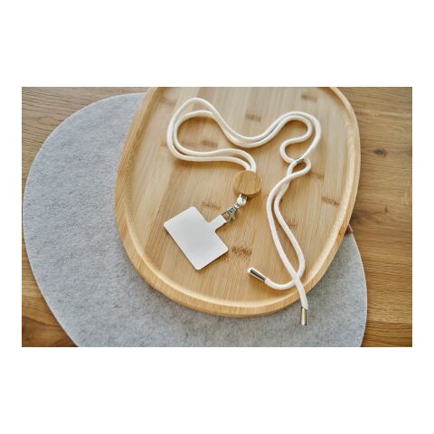 Schlüsselband aus Baumwolle mit Kordel Lucia Sandfarben | ohne Werbeanbringung | Nicht verfügbar | Nicht verfügbar