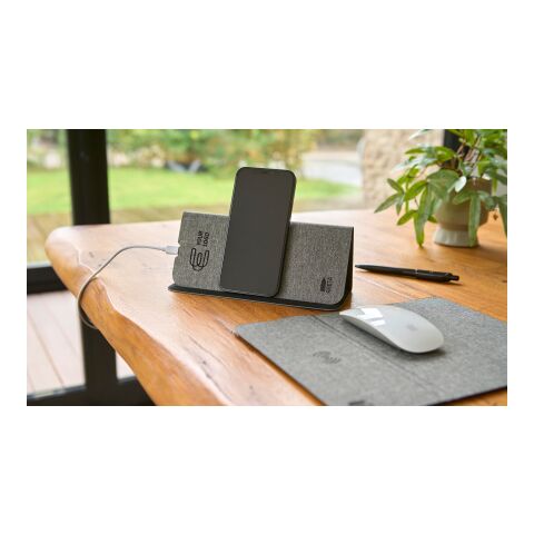 RPET kabellose Schnell-Ladematte Selene Grau | ohne Werbeanbringung | Nicht verfügbar | Nicht verfügbar