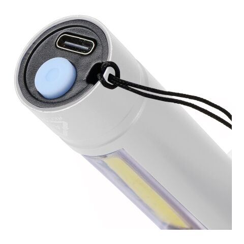 Taschenlampe aus recyceltem Aluminium COB Sami Silber | ohne Werbeanbringung | Nicht verfügbar | Nicht verfügbar